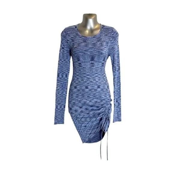 Song of Style Women's Mick Knit Mini Dress - Size Large Blue Long Sleeve Bodycon - Picture 1 of 10